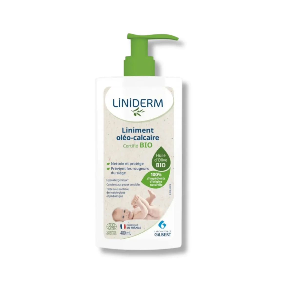 Gilbert Liniment Liniderm Oléo-Calcaire Pompe – 480 ml