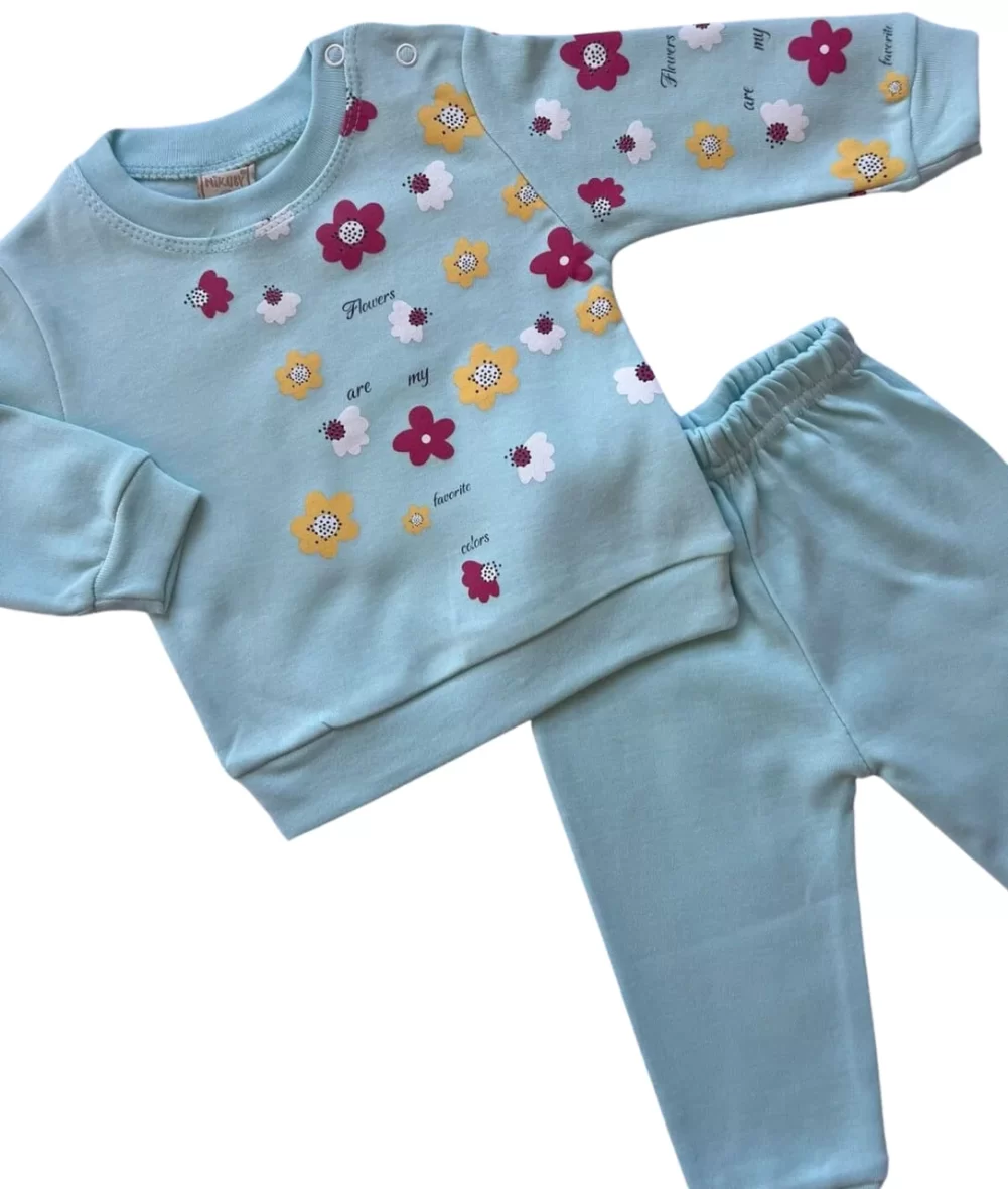 Ensemble bébé Flowers Vert – Nikuby