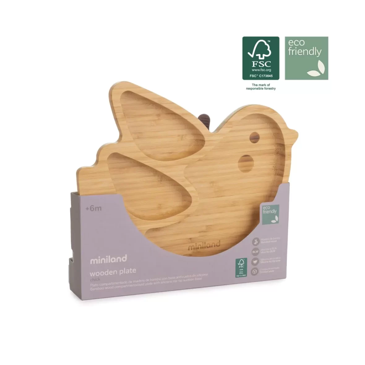 Assiette en bois Bambou oiseau – Miniland