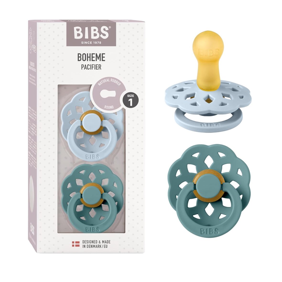 Lot de 2 sucettes Bohème Baby Blue – Bibs