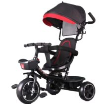 Tricycle-avec-barre-de-poussee-4en1-rouge