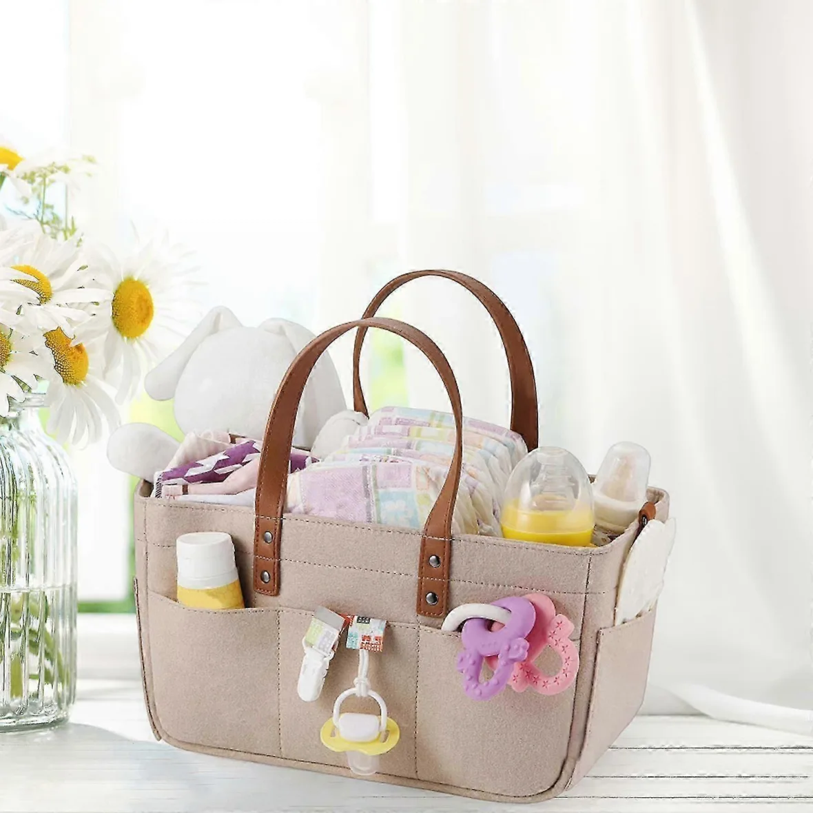 grand panier de rangement en feutrine pour accessoires