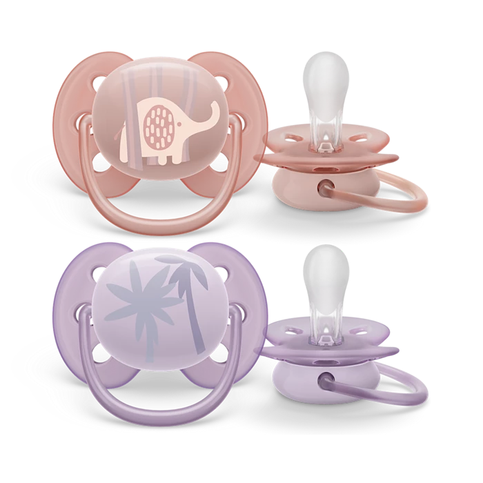 Avent – Lot de 2 sucettes 0-6m ultra soft Girl