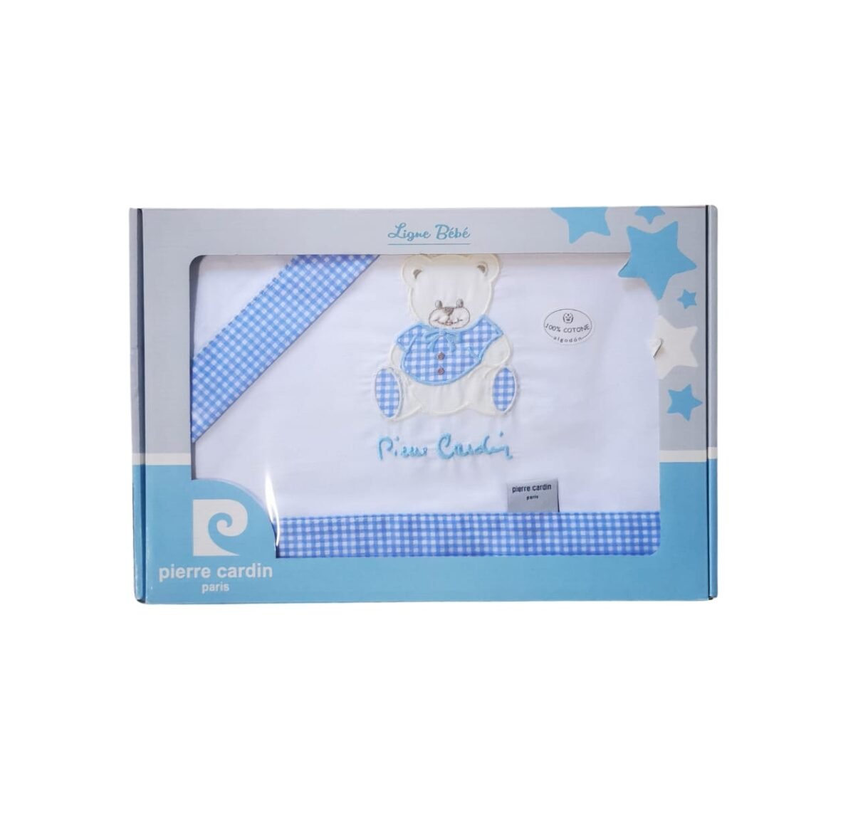 Parure-de-lit-3-Pcs-motif-Ours-Pierre-Cardin-bleu