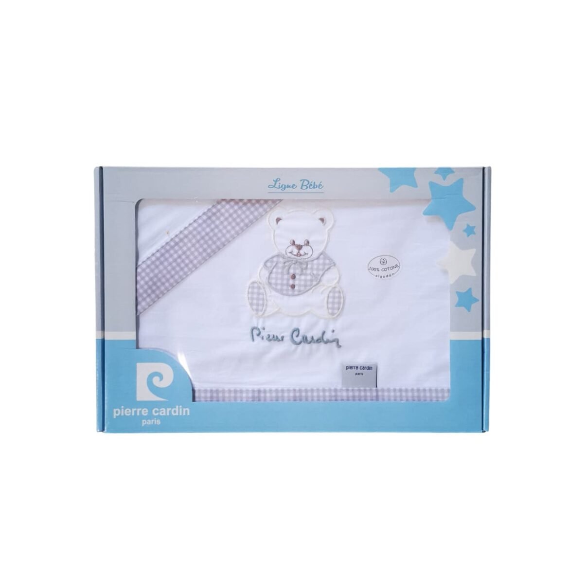 Parure-de-lit-3-Pcs-motif-Ours-Pierre-Cardin-gris