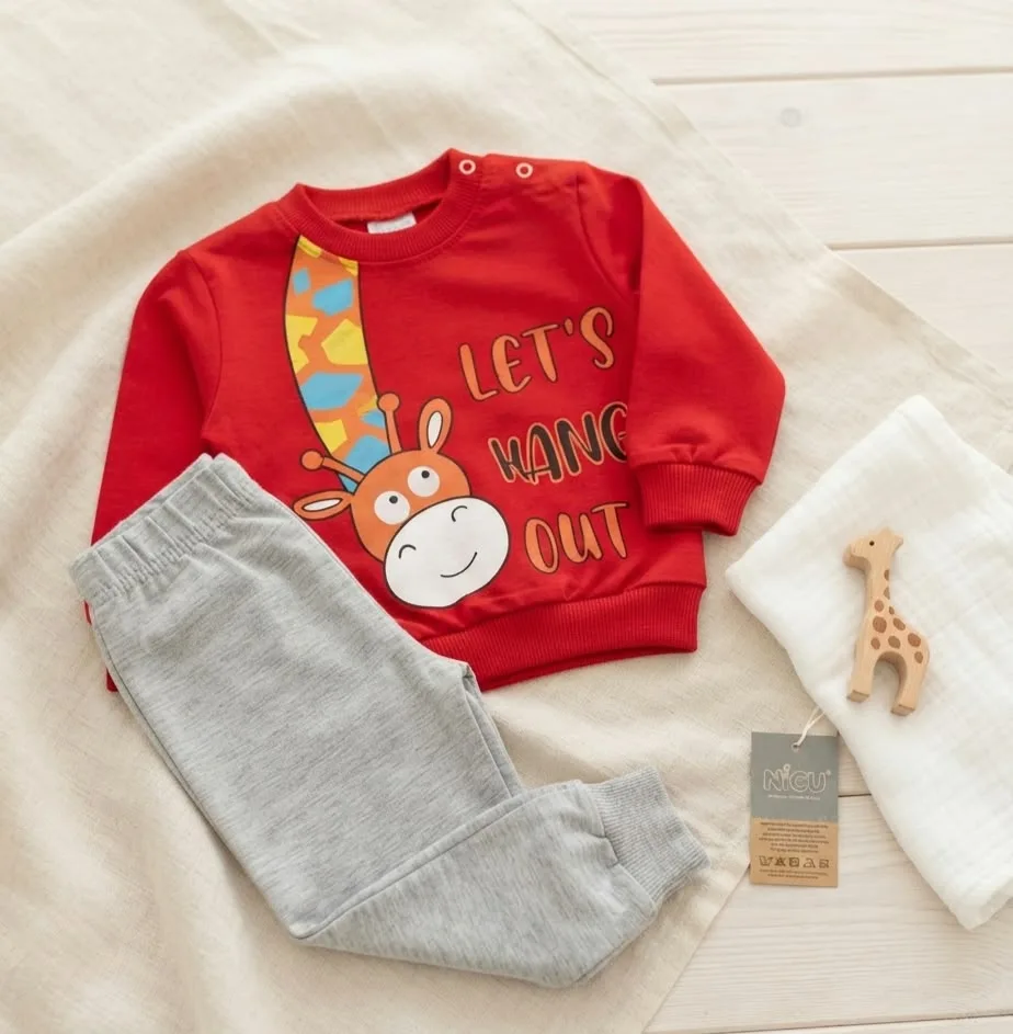 ensemble bébé giraffe rouge gris – nicukids gobebe