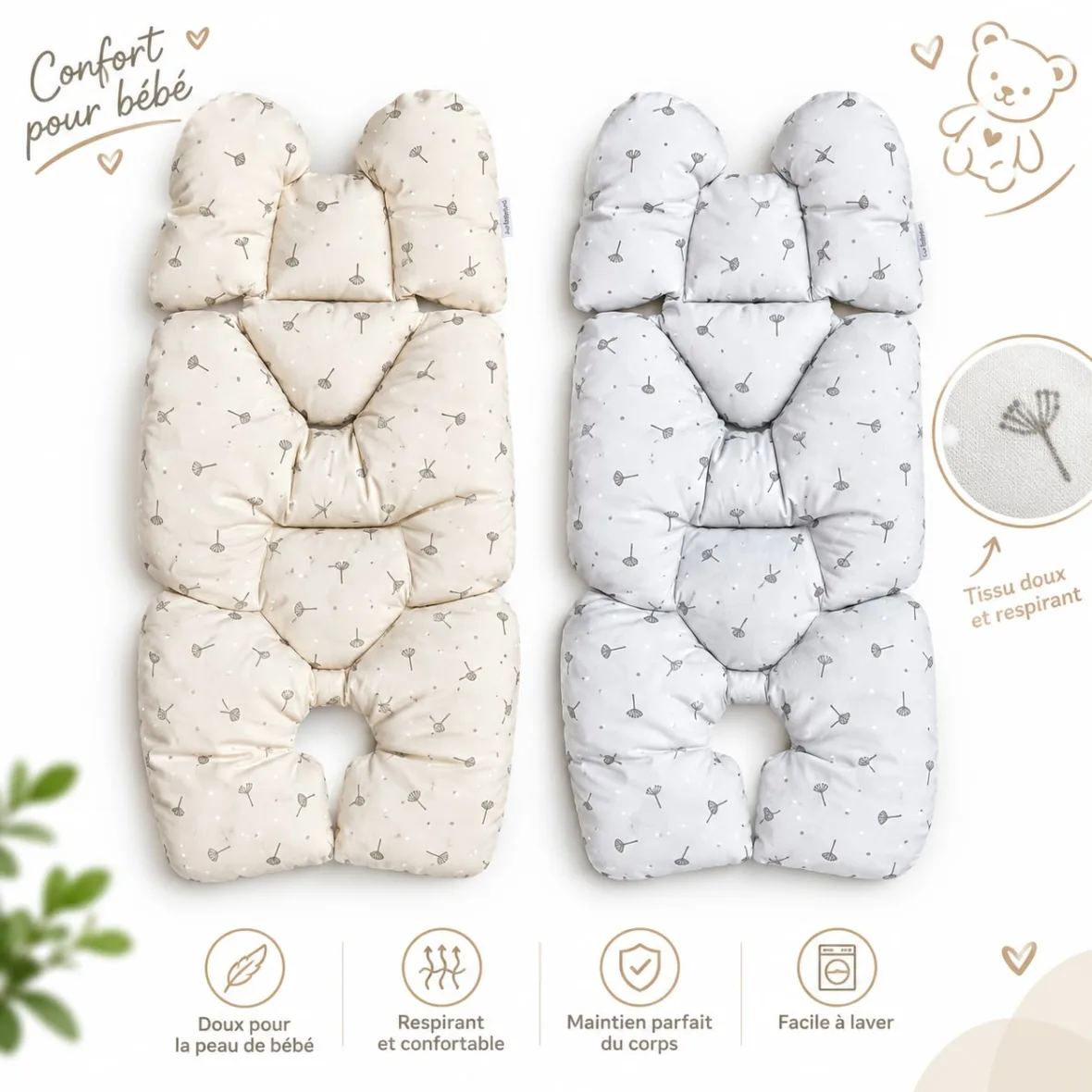 coussin de confort universel poussette ou siège auto beige – bebekevi maroc.ma