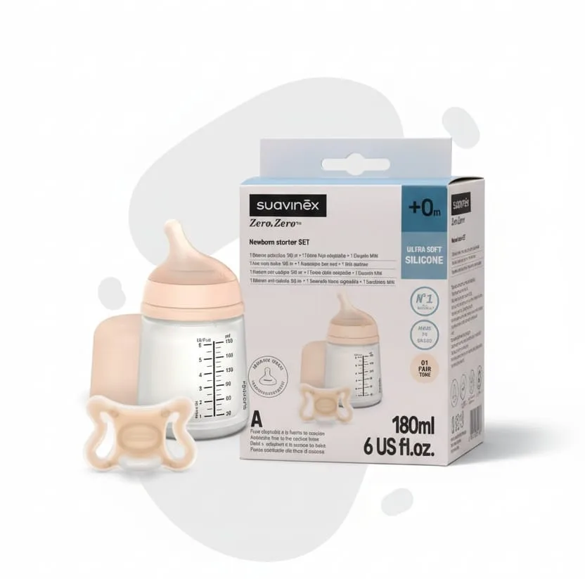 Coffret Zero Zero Newborn Biberon 180 ml et Sucette – Suavinex
