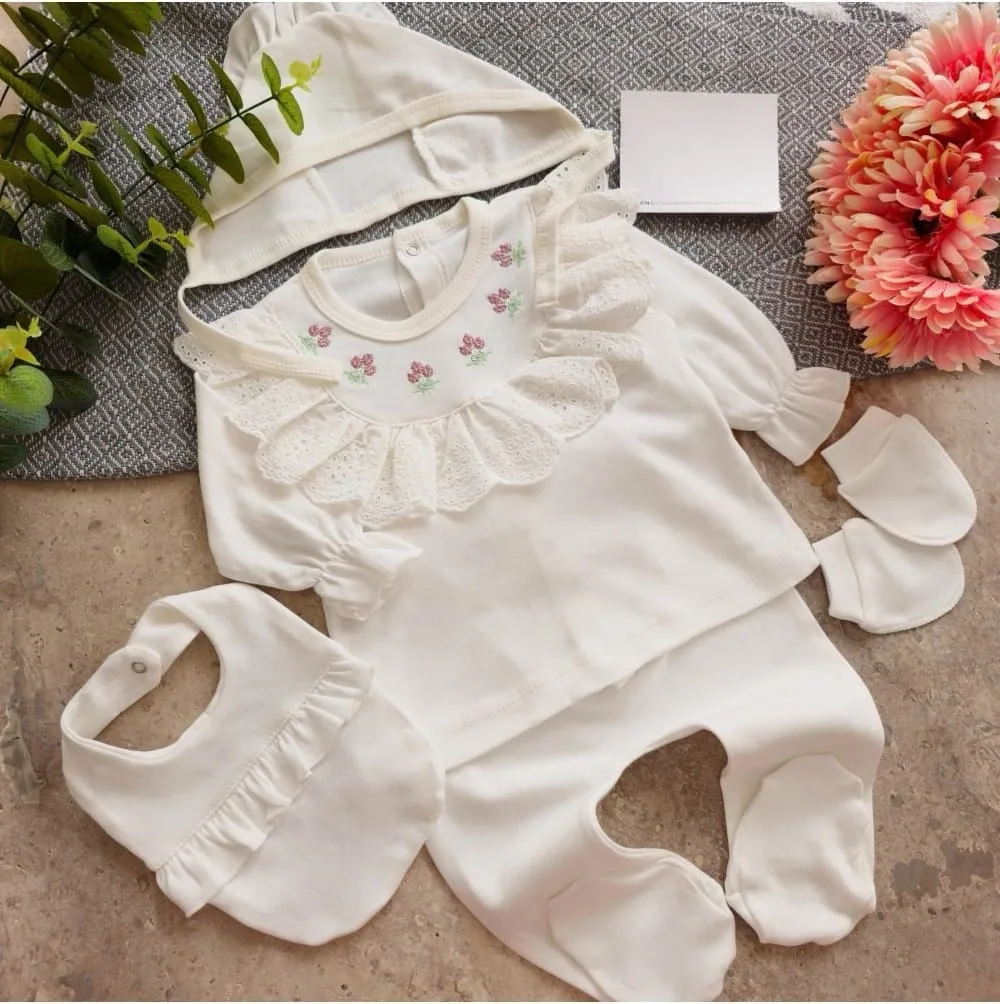 Pack Naissance 5 Pièces Avec Broderie Pour Fille – Cayzen