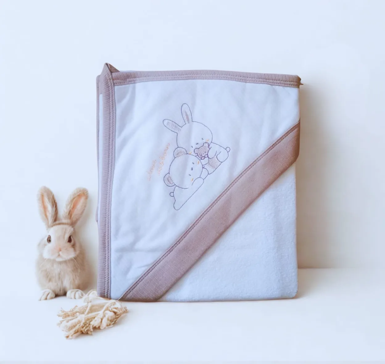 Cape de Bain 100% Coton Motif Lapin- EkeBaby