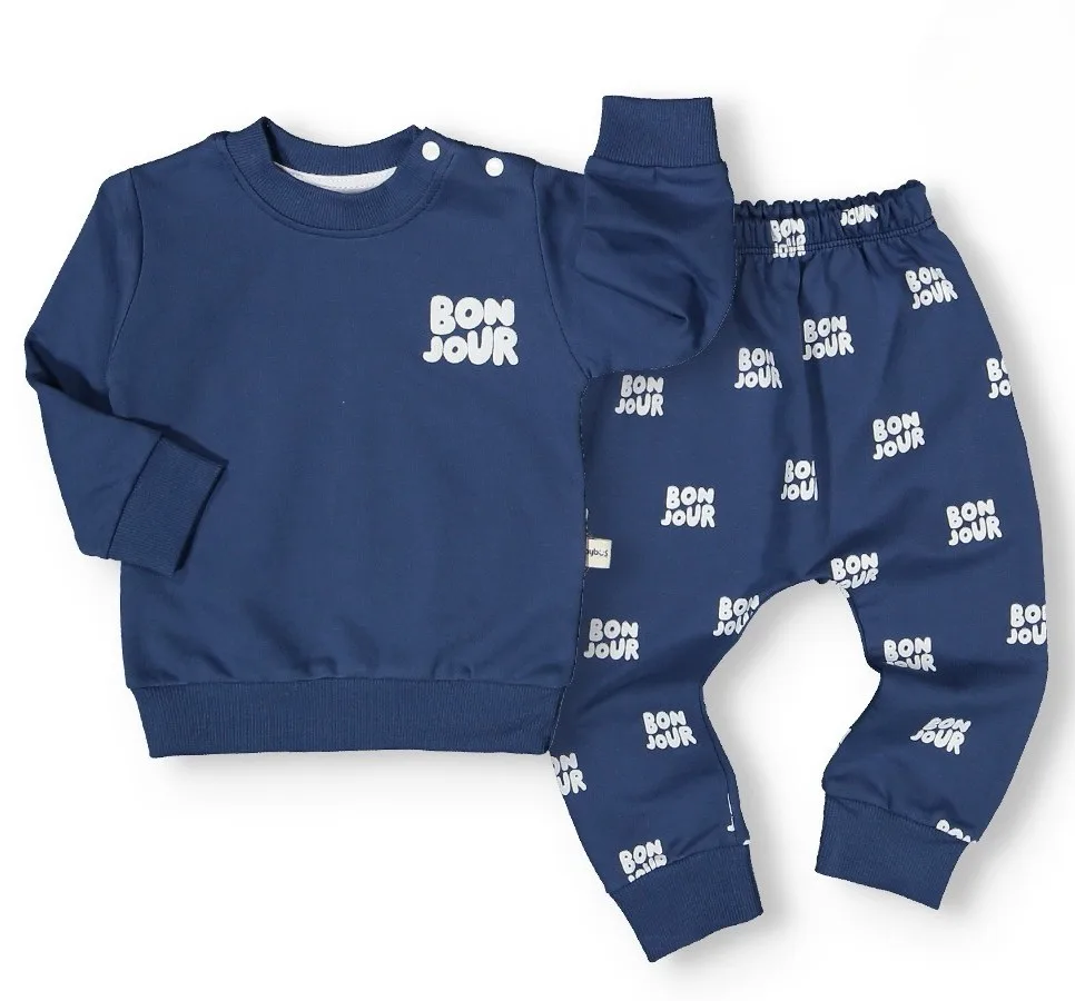 Ensemble Garçon Confortable Imprimé “Bonjour” – Aybus Baby