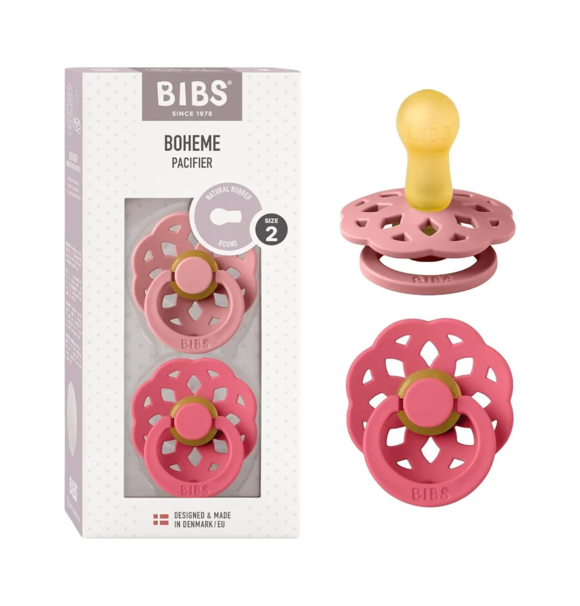 Lot de 2 sucettes Bohème Dusty Pink – Bibs