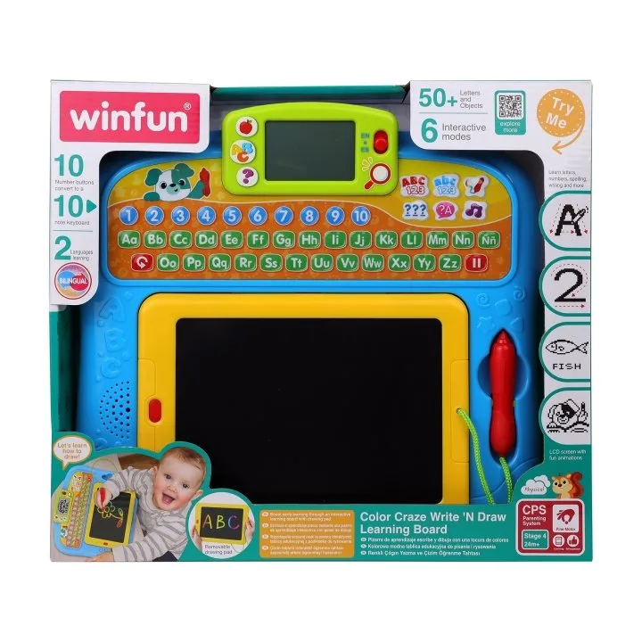 Tableau d’apprentissage et de dessin interactif arc-en-ciel – Winfun