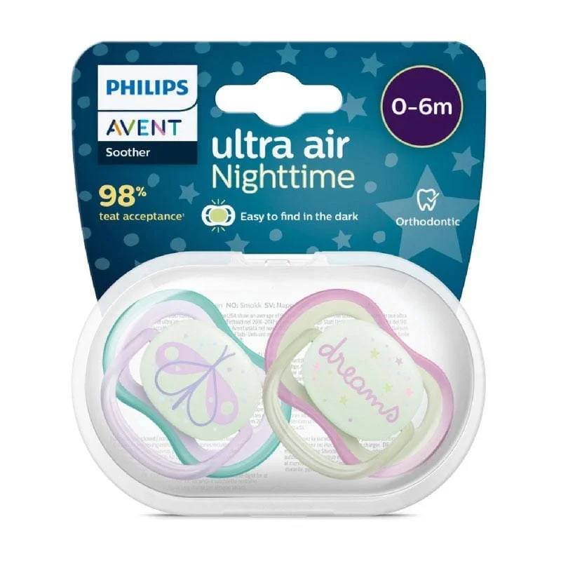 Lot De 2 Sucettes Ultra Air Nighttime 0-6Mois – Philips Avent