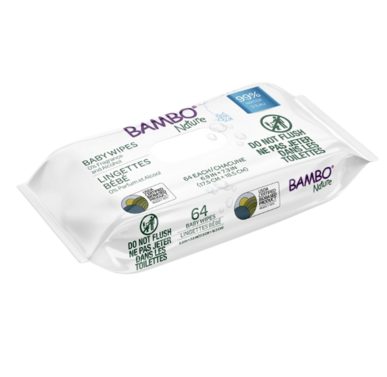 Lingettes 99% D’eau (64 pcs) – Bambo Nature