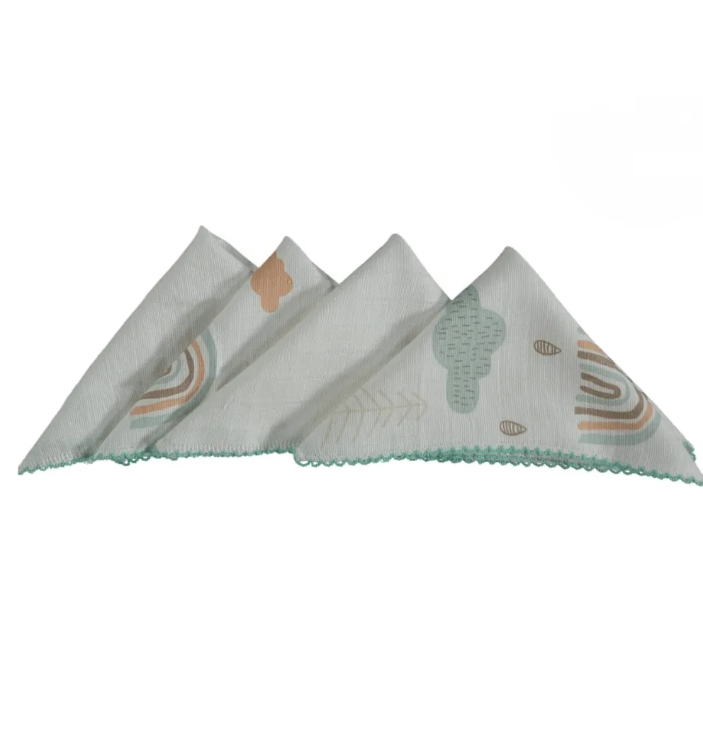 4 mouchoirs en mousseline 25 x 25 cm maroc