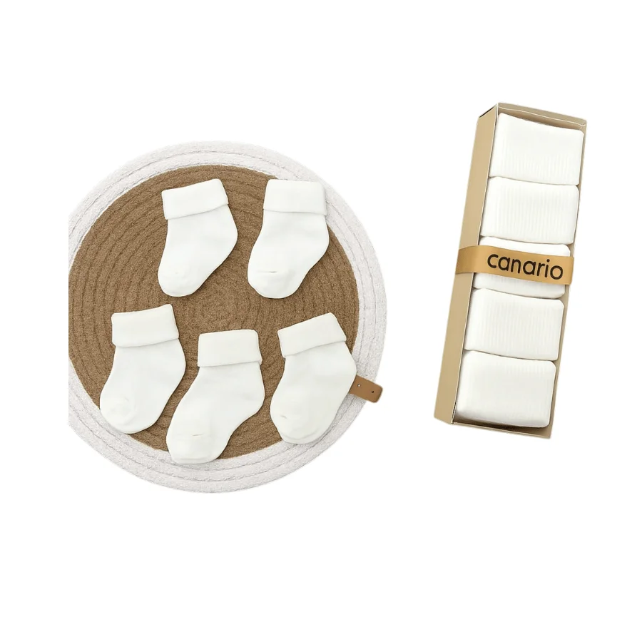 Lot de 5 chaussettes blanches pour bébé – Canario