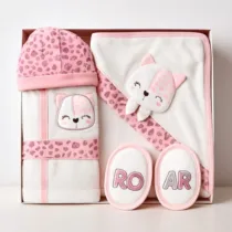 sortie de bain bébé rose 3 pièces – eke baby maroc