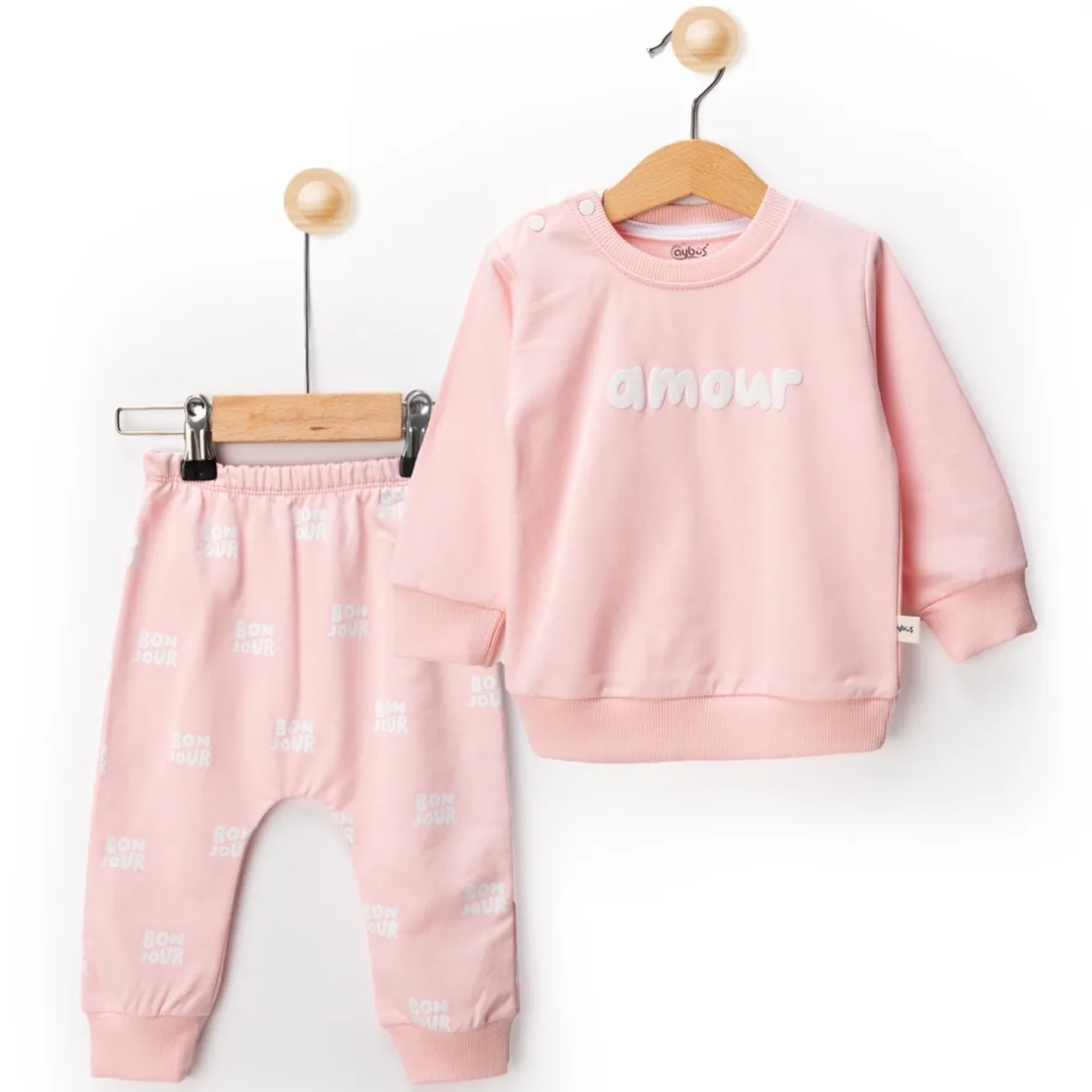 ensemble fille 2 piéces confortable rose – aybus baby maroc
