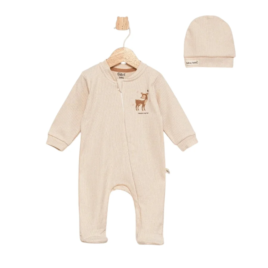 ensemble-unisexe-grenouillere-et-bonnet-beige-aybus-baby-maroc