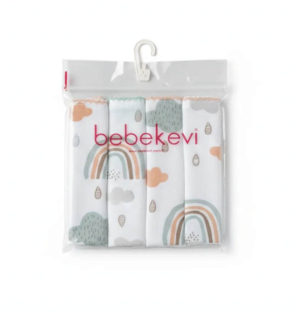 lot de 4 mouchoirs en mousseline 25 x 25 cm vert – bebekevi maroc