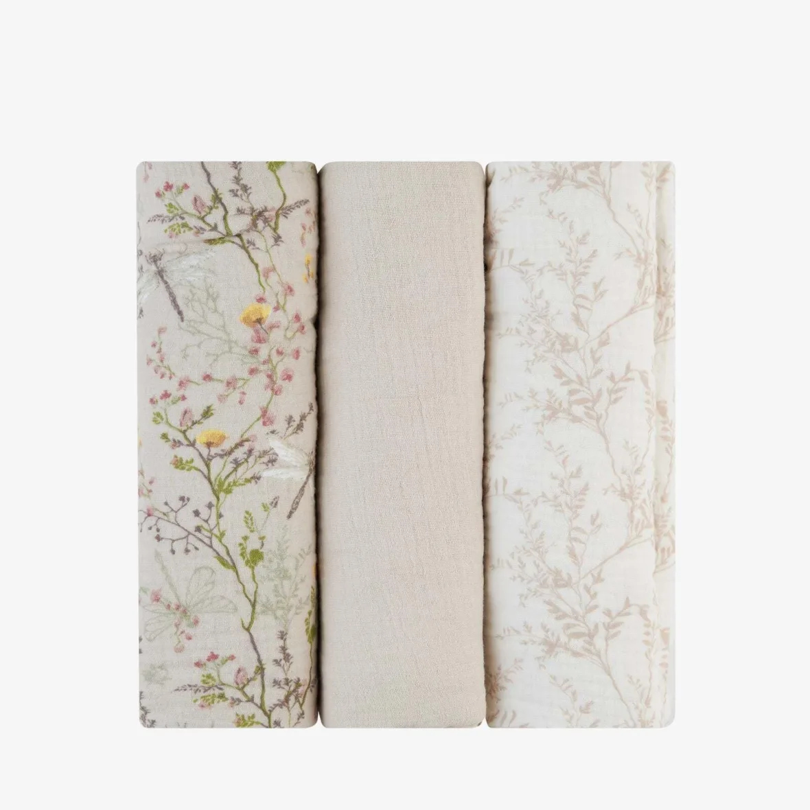 lot de 3 langes en mousseline secret garden beige maroc