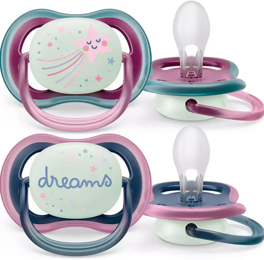 Lot De 2 Sucettes Ultra Air Nighttime 6-18Mois avec boîte stérilisable – Philips Avent