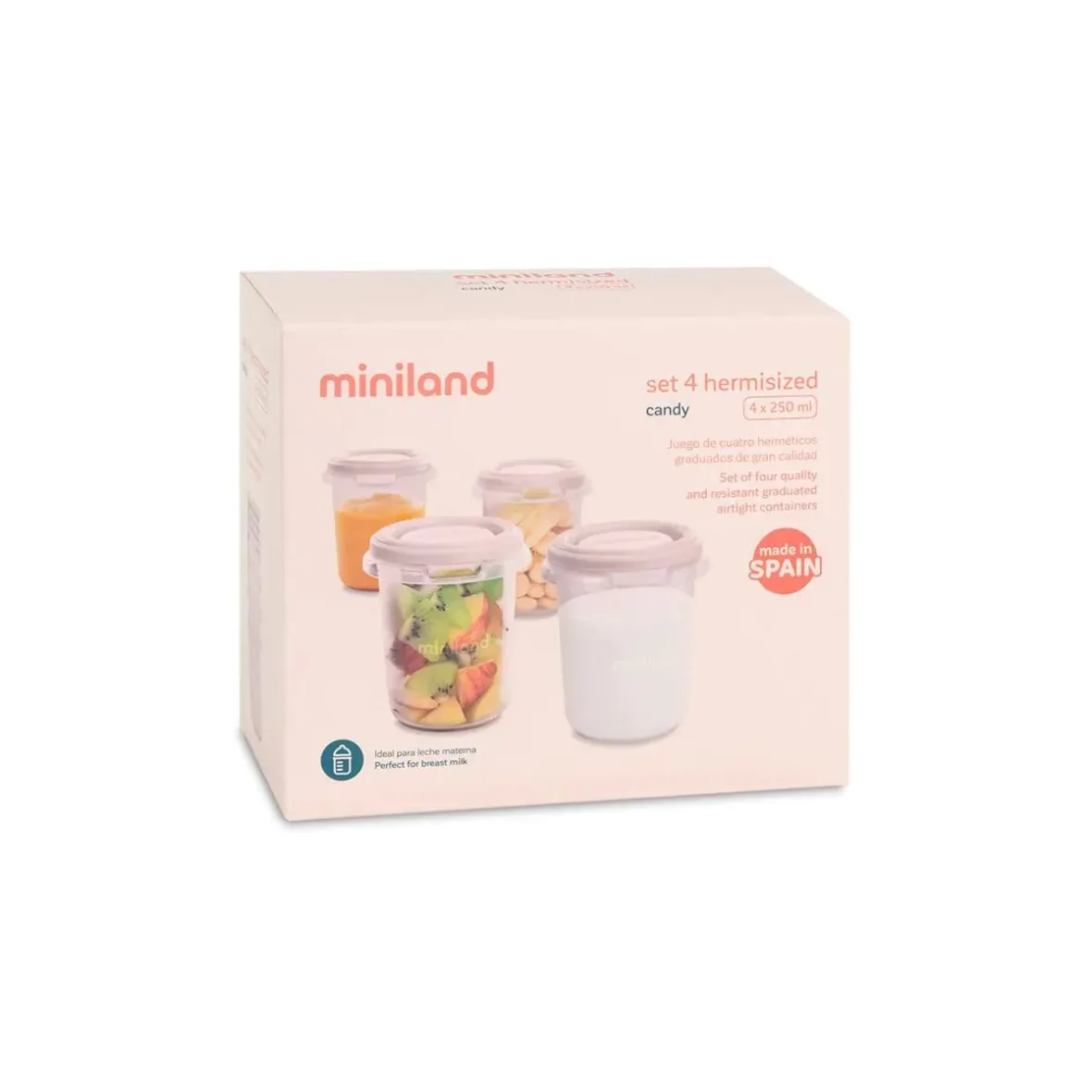 Set de 4 récipients 250 ml hermétiques – Miniland