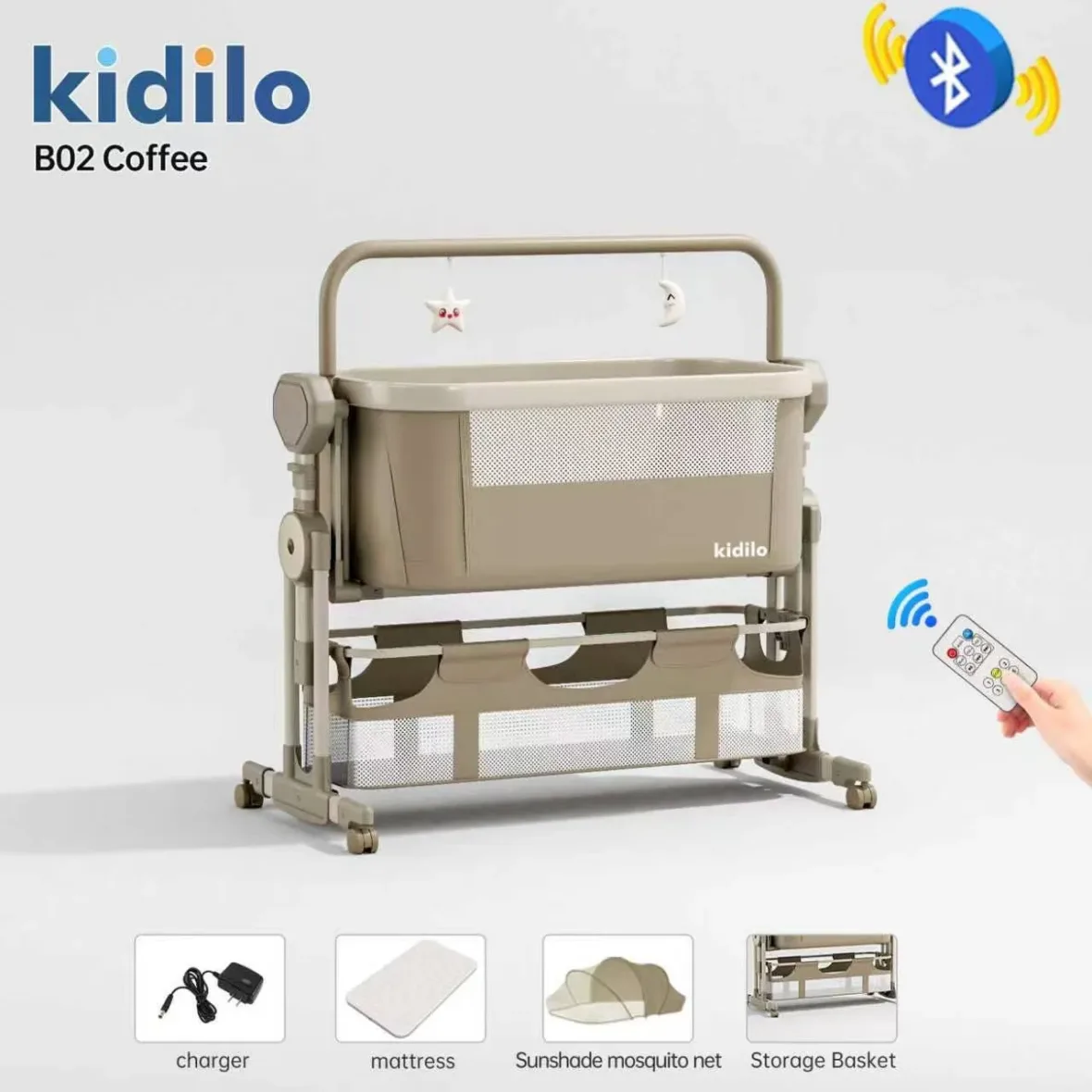 Berceau cododo électrique B02 avec Télécommande et Bluetooth – Kidilo
