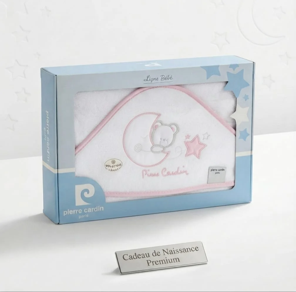 cape-de-bain-bebe-100×100-cm-motif-ours-et-lune-rose-pierre-cardin-1
