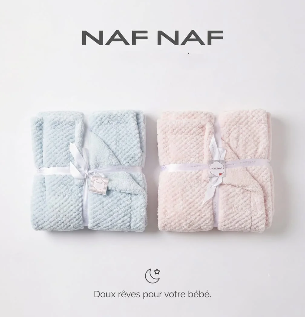 Couverture bébé en sherpa ultra-douce 110×140 cm – NAF NAF