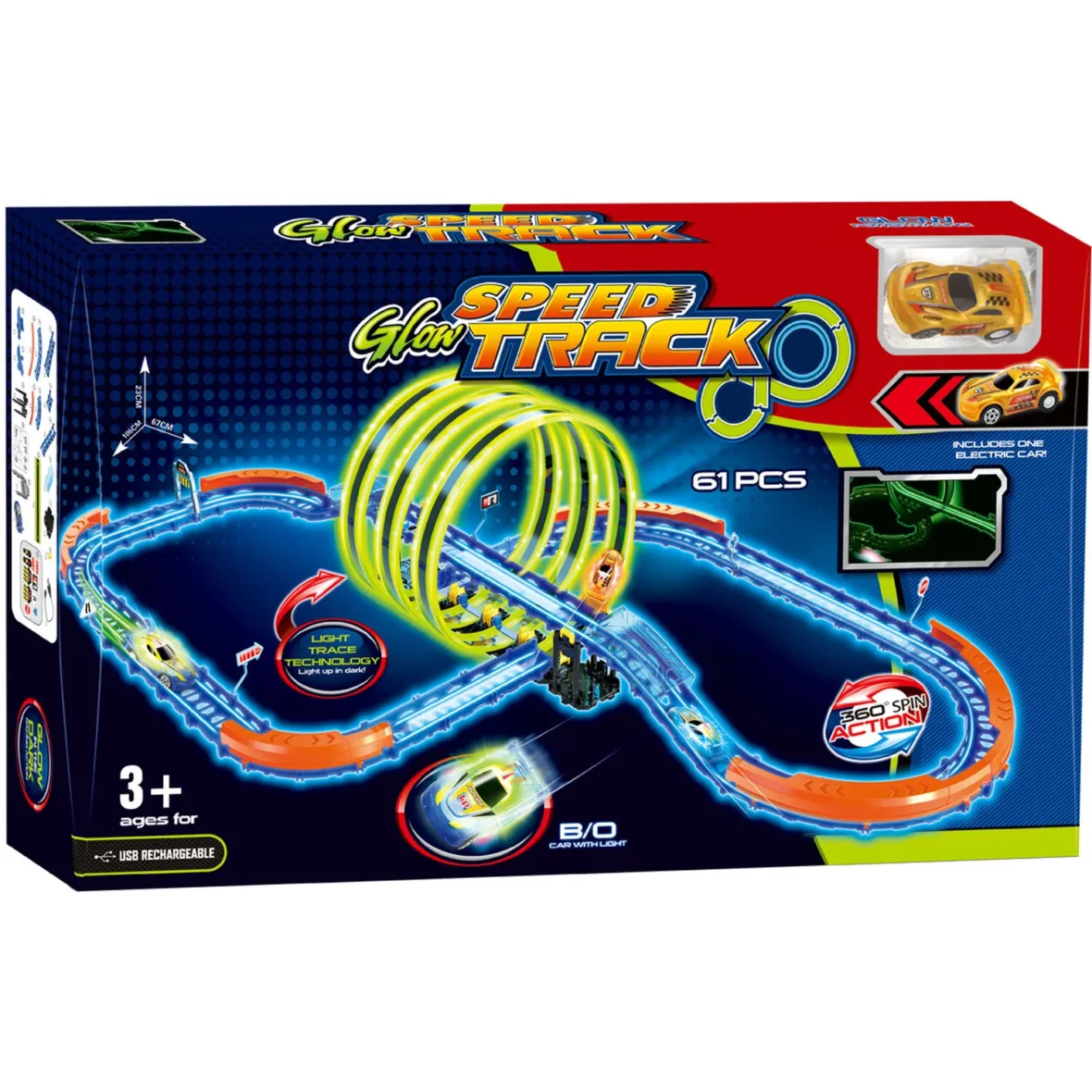 Circuit de voitures lumineux Speed Glow Track 61 pièces