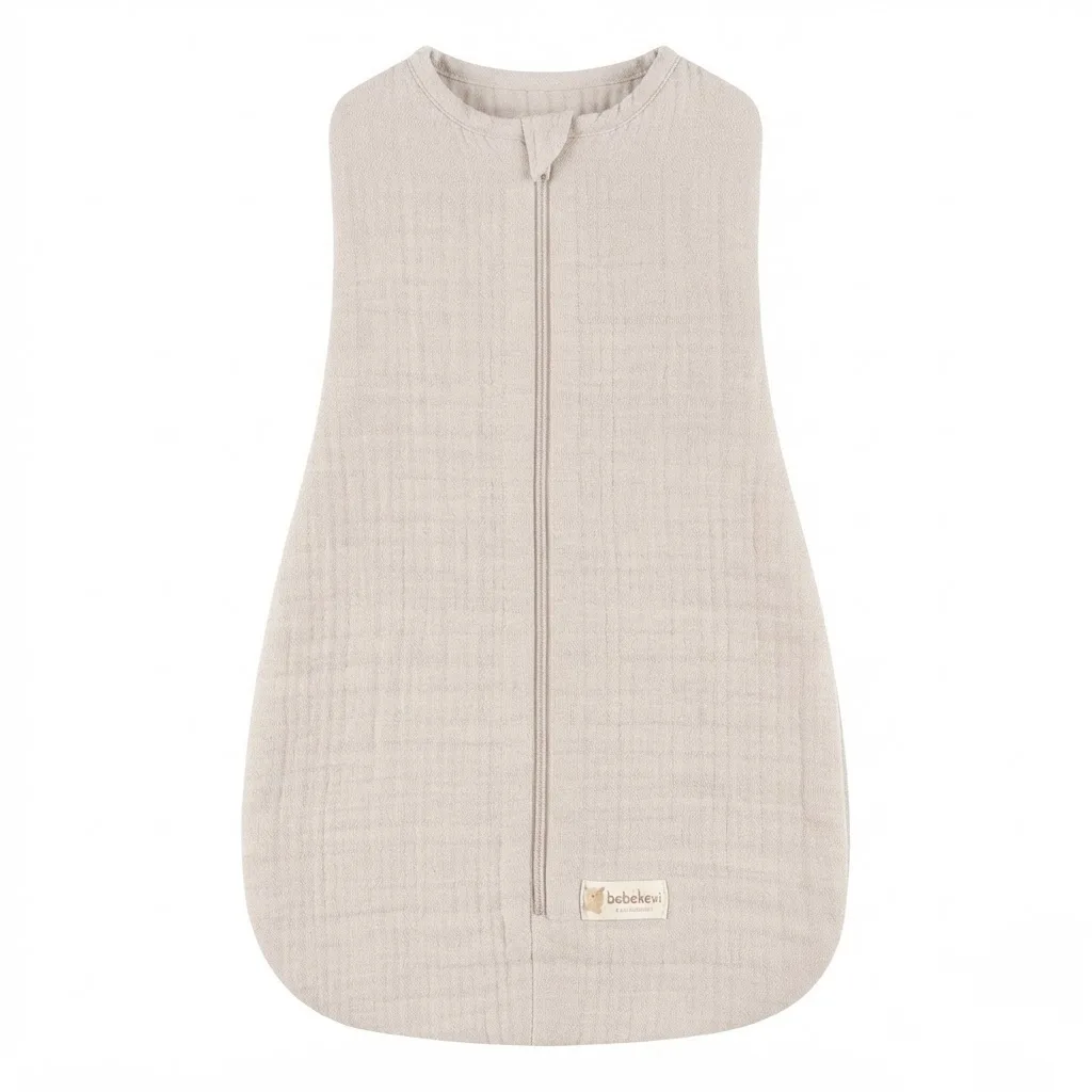 emmaillotage zippé en mousseline 4 épaisseurs uni beige – bebekevi gobebe