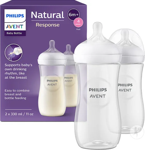 Lot de 2 Biberons Natural Response 330 ml 6+ – Philips Avent