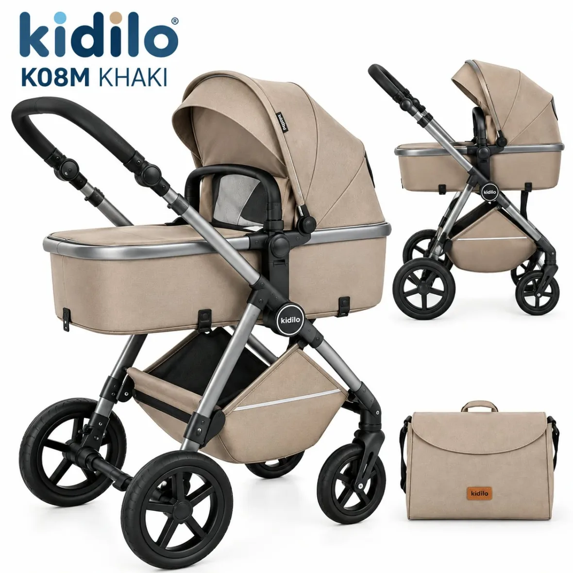 poussette combinée et modulable k08m avec nacelle et sac – kidilo gobebe