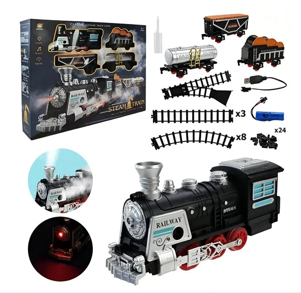 Train Électrique à Vapeur avec Rails – Circuit Complet