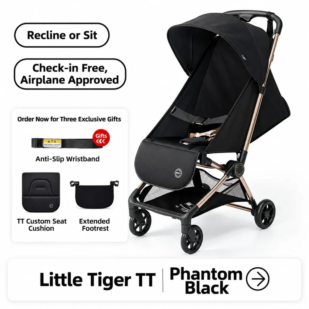 Poussette cabine compacte TT Phantom Black – Little Tiger