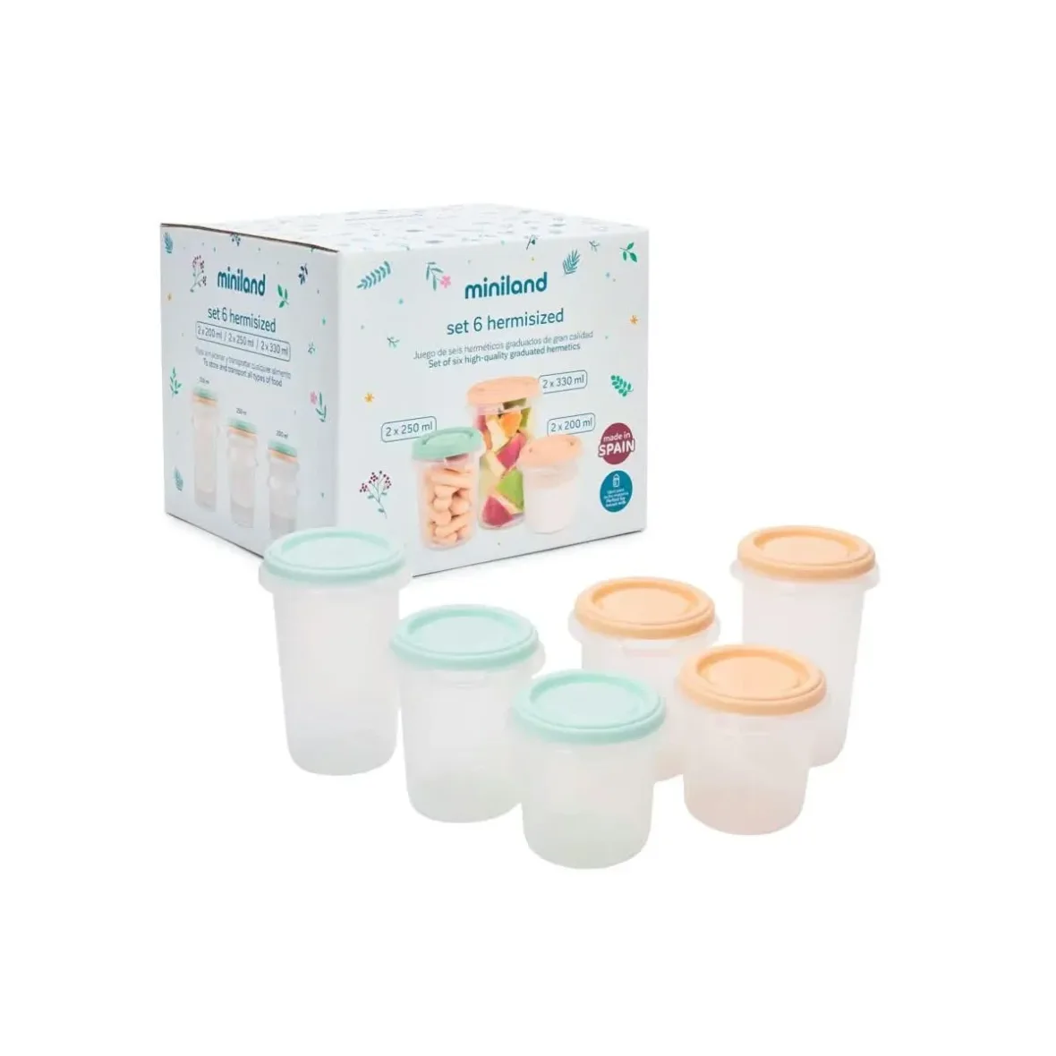 Set 6 Pots de Conservation 2x330ml, 2x250ml et 2x200ml – Miniland